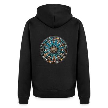 Glasmalerei - Glasmalerei Künstler - Unisex Premium Bio Zip Hoodie - Schwarz - Hinten - Nico (187cm)