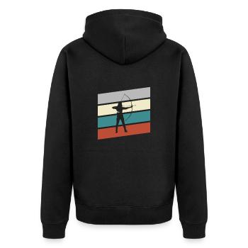 Archery Retro - Unisex Premium Organic Zip Hoodie - black - Back - Nico (187cm)