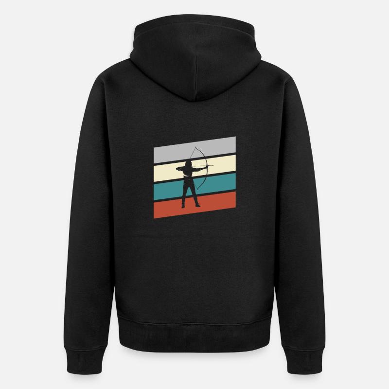 Bogenschießen Retro - Unisex Premium Bio Zip Hoodie - Schwarz