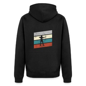Archery Retro - Unisex Premium Organic Zip Hoodie - black - Back - Nico (187cm)