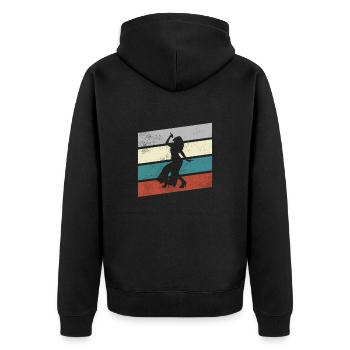 Singing Retro - Unisex Premium Organic Zip Hoodie - black - Back - Nico (187cm)