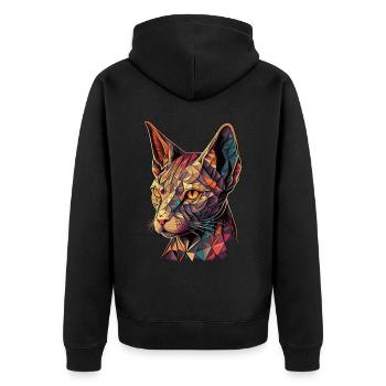 Abstrait Géométrique Sphynx Cat Race Pet Lover - Veste à capuche bio Premium Unisexe - noir - Dos - Nico (187cm)