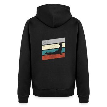 Yoga Retro - Unisex Premium Bio Zip Hoodie - Schwarz - Hinten - Nico (187cm)