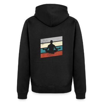 Yoga Retro - Unisex Premium Bio Zip Hoodie - Schwarz - Hinten - Nico (187cm)
