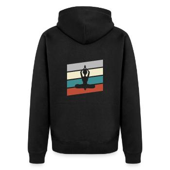 Yoga Retro - Unisex Premium Bio Zip Hoodie - Schwarz - Hinten - Nico (187cm)