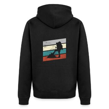 Hiking Retro - Unisex Premium Organic Zip Hoodie - black - Back - Nico (187cm)