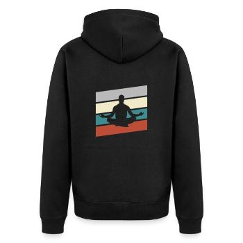 Yoga Retro - Unisex Premium Bio Zip Hoodie - Schwarz - Hinten - Nico (187cm)