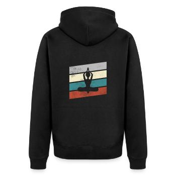 Yoga Retro - Unisex Premium Bio Zip Hoodie - Schwarz - Hinten - Nico (187cm)