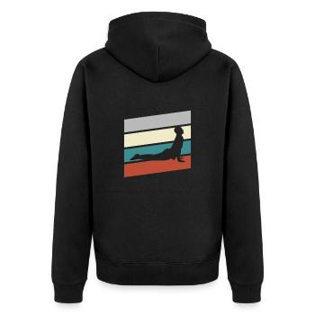 Yoga Retro - Unisex Premium Bio Zip Hoodie - Schwarz - Hinten - Nico (187cm)