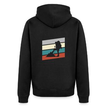 Hiking Retro - Unisex Premium Organic Zip Hoodie - black - Back - Nico (187cm)