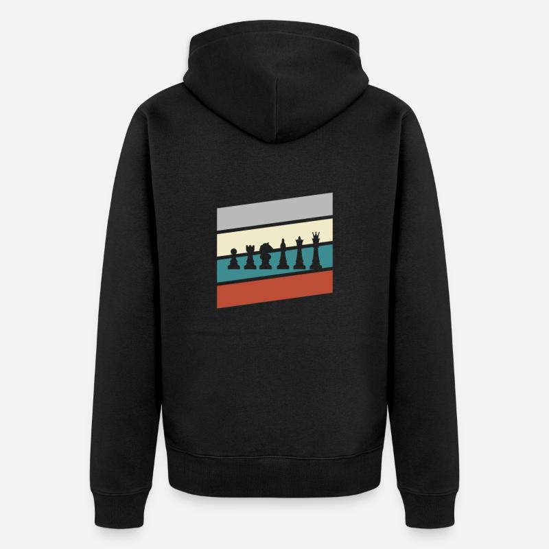 Échecs Rétro - Veste à capuche bio Premium Unisexe - noir