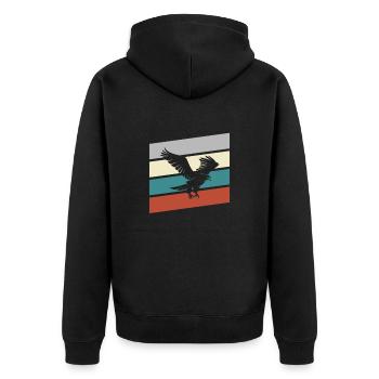 Adler Retro - Unisex Premium Bio Zip Hoodie - Schwarz - Hinten - Nico (187cm)