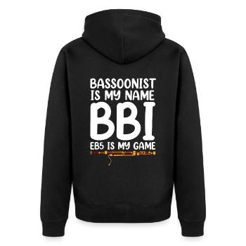Fagott - Unisex Premium Bio Zip Hoodie - Schwarz - Hinten - Nico (187cm)