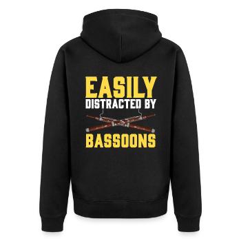 Fagottist - Unisex Premium Bio Zip Hoodie - Schwarz - Hinten - Nico (187cm)