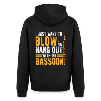 Fagottist - Unisex Premium Bio Zip Hoodie - Schwarz - Hinten - Nico (187cm)