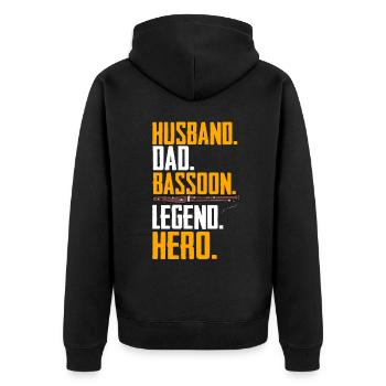 Fagottist - Unisex Premium Bio Zip Hoodie - Schwarz - Hinten - Nico (187cm)