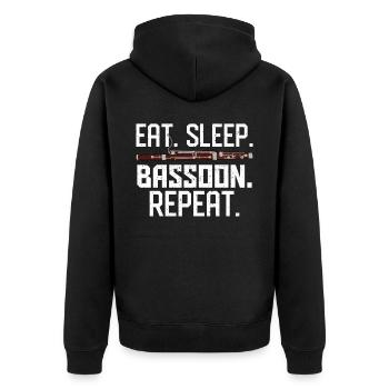 Fagottist - Unisex Premium Bio Zip Hoodie - Schwarz - Hinten - Nico (187cm)