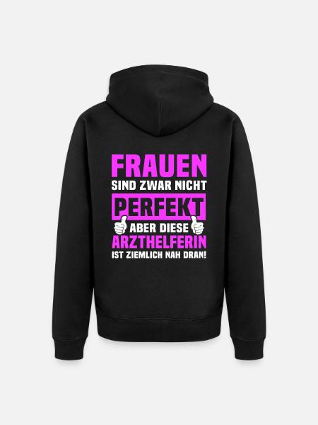 Arzthelferin Sprüche - Unisex Premium Bio Zip Hoodie - Schwarz