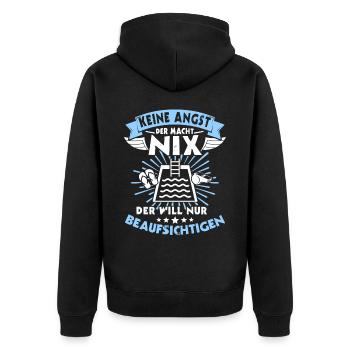 Schwimmmeister - Unisex Premium Bio Zip Hoodie - Schwarz - Hinten - Nico (187cm)