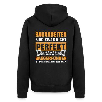 Baggerführer Bagger - Unisex Premium Bio Zip Hoodie - Schwarz - Hinten - Nico (187cm)
