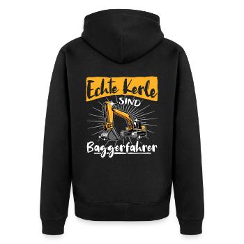 Baggerführer Baggern - Unisex Premium Bio Zip Hoodie - Schwarz - Hinten - Nico (187cm)