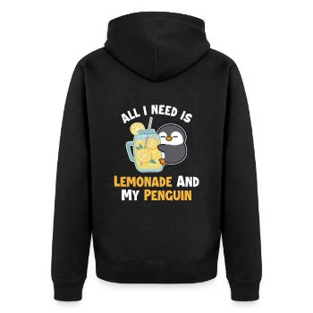La limonade et mes amoureux de la limonade Pingouin - Veste à capuche bio Premium Unisexe - noir - Dos - Nico (187cm)