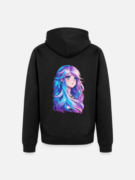 Manga Fille Anime Otaku Design Kawaii Chibi Cosplay - Veste à capuche bio Premium Unisexe - noir