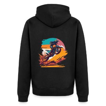 Motocross Biker Offroad Race Cartoon Dirt Bike - Veste à capuche bio Premium Unisexe - noir - Dos - Nico (187cm)