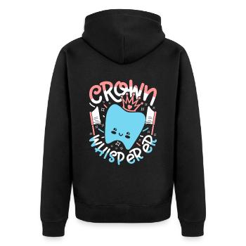 Zahntechniker Zahnprothetiker Crown Whisperer - Unisex Premium Bio Zip Hoodie - Schwarz - Hinten - Nico (187cm)