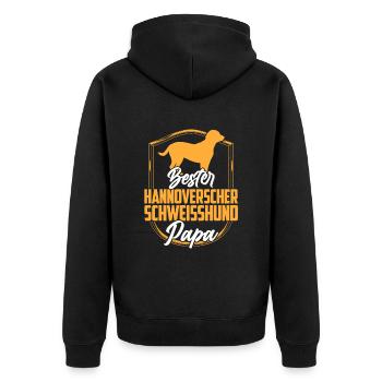 Bester Hannoverscher Schweißhund Papa - Unisex Premium Bio Zip Hoodie - Schwarz - Hinten - Nico (187cm)