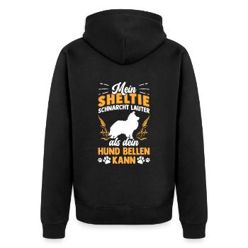 Shetland Sheepdog schnarcht lauter Sheltie - Unisex Premium Bio Zip Hoodie - Schwarz - Hinten - Nico (187cm)