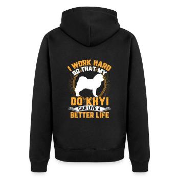 Work for my Do Khyi Tibetan Mastiff - Unisex Premium Organic Zip Hoodie - black - Back - Nico (187cm)