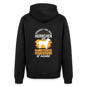 Vorsicht vor dem Hannoverscher Schweißhund - Unisex Premium Bio Zip Hoodie - Schwarz - Hinten - Nico (187cm)