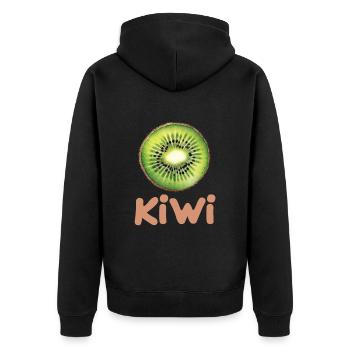 Kiwi für einen Kiwi Liebhaber - Unisex Premium Bio Zip Hoodie - Schwarz - Hinten - Nico (187cm)