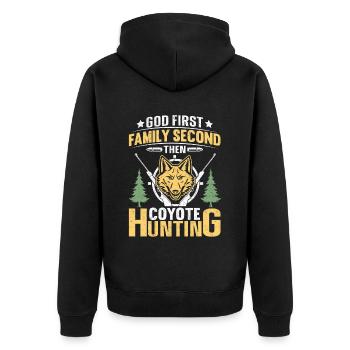 Coyote Hunter Yote - Unisex Premium Organic Zip Hoodie - black - Back - Nico (187cm)