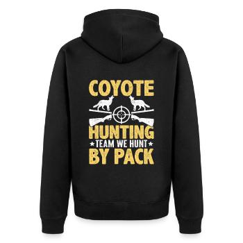 Coyote Hunter Yote - Unisex Premium Organic Zip Hoodie - black - Back - Nico (187cm)