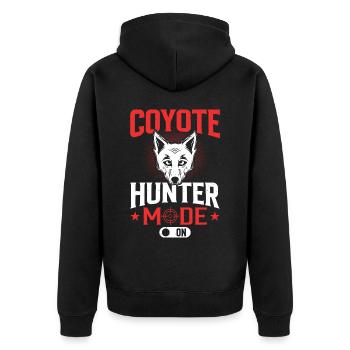 Coyote Hunt Yote - Unisex Premium Organic Zip Hoodie - black - Back - Nico (187cm)