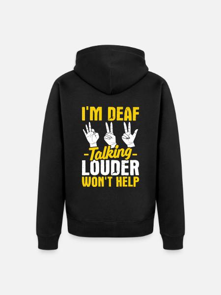 Deaf Pride ASL Gebärdensprache - Unisex Premium Bio Zip Hoodie - Schwarz