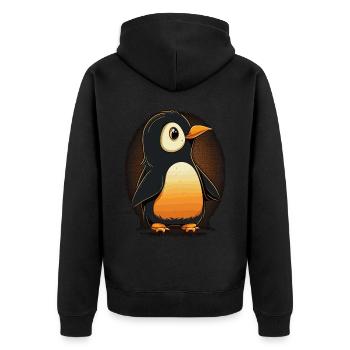 Cute Penguin Kawaii Penguin Lover - Unisex Premium Bio Zip Hoodie - Schwarz - Hinten - Nico (187cm)