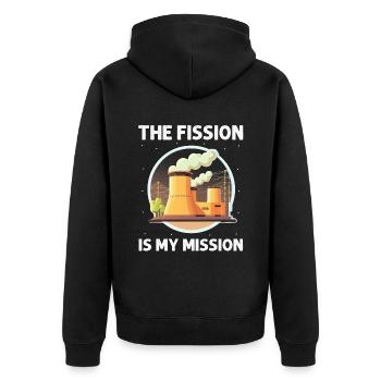 Kernenergie Spruch für Kernenergie - Unisex Premium Bio Zip Hoodie - Schwarz - Hinten - Nico (187cm)