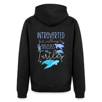 Sea Turtle Tortoise Introverted - Unisex Premium Bio Zip Hoodie - Schwarz - Hinten - Nico (187cm)
