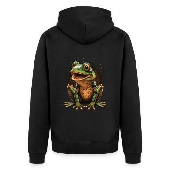 Mignon Cartoon Frog Amphibian Lover - Veste à capuche bio Premium Unisexe - noir - Dos - Nico (187cm)