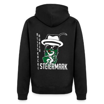 Steiermark Österreich - Unisex Premium Bio Zip Hoodie - Schwarz - Hinten - Nico (187cm)