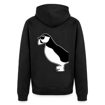 Puffin with sunglasses puffins - Unisex Premium Organic Zip Hoodie - black - Back - Nico (187cm)