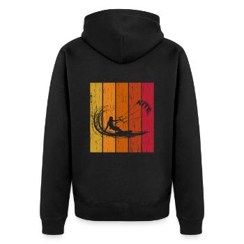 Retro Kite Kitesurfer - Unisex Premium Organic Zip Hoodie - black - Back - Nico (187cm)