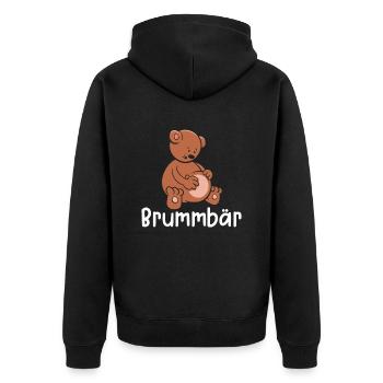 Brummbär - Unisex Premium Bio Zip Hoodie - Schwarz - Hinten - Nico (187cm)