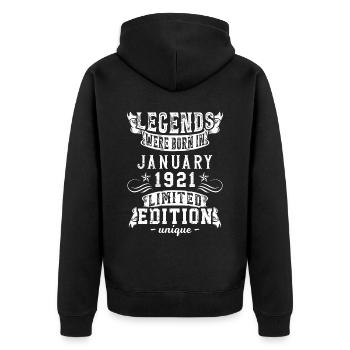 Geburtstag Januar 1921 Jahr Limited Edition - Unisex Premium Bio Zip Hoodie - Schwarz - Hinten - Nico (187cm)