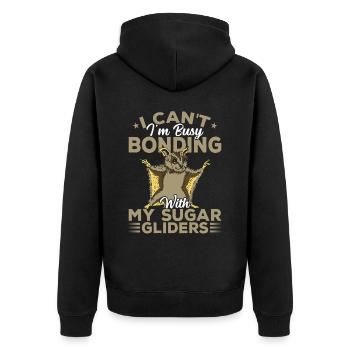 Binding with Sugar Gliders Sugar Glider Owner - Unisex Premium Organic Zip Hoodie - black - Back - Nico (187cm)