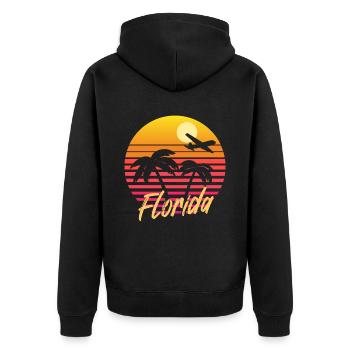 florida - Unisex Premium Bio Zip Hoodie - Schwarz - Hinten - Nico (187cm)