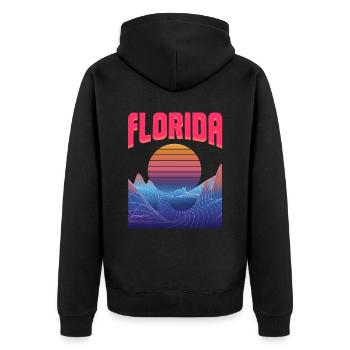 florida - Unisex Premium Bio Zip Hoodie - Schwarz - Hinten - Nico (187cm)